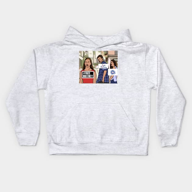 Distracted Boyfriend Meme Free Britney Mashup Kids Hoodie by ellenhenryart